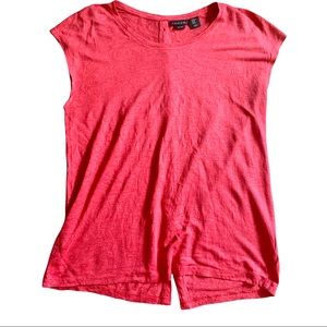 Tahari 100% Linen Red Button Back Shirt